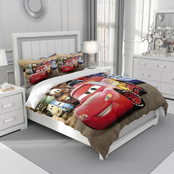 Cars Lightning McQueen Mater 3D Print Bedding Set Comforter Cover With Pillowcase Soft Duvet Cover Set for Children Boys Gift ﻿