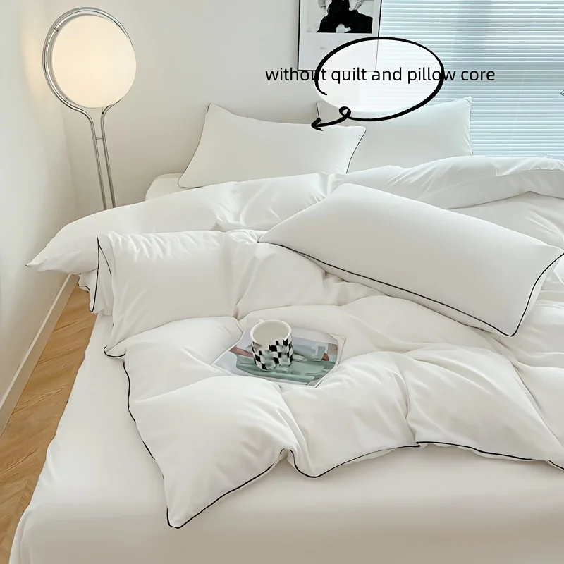 3pcs soft Duvet Cover Set (1*Duvet Cover + 2*Pillowcase, Without Core), pure color Bedding Set, Soft Comfortable - Image 3