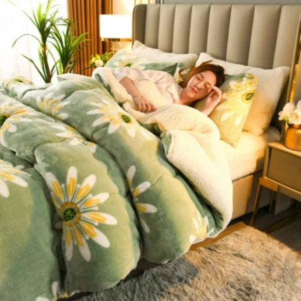 Winter Bedding Thick Quilt Blanket Thickened Warm Flannel Fleece Comforter for Cold Nights Set Bed Duvets Quilts the Blankets - Image 2