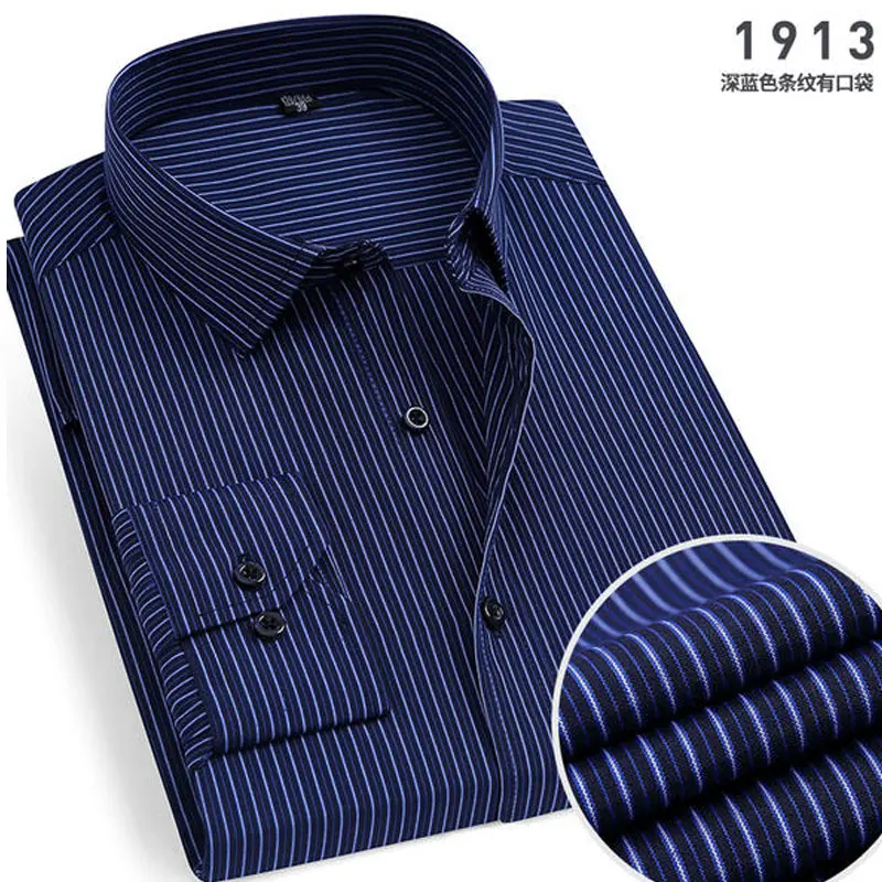 Spring New Men's Striped long-sleeved Shirt Non-ironing Anti-wrinkle Comfortable Breathable Business Casual Fashion Slim Fit - Image 4