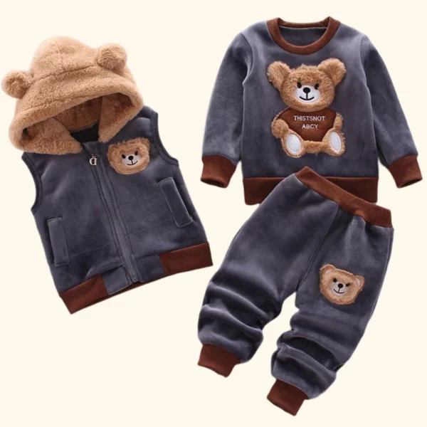 3Pcs Set Children Clothing Thicken Warm Hooded Outwear Children Sets Three-Piece Outfits Toddler Costume Suit Kids Clothes