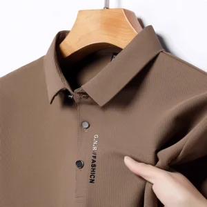 New Men's Short Sleeved Solid Color POLO Shirt Breathable and Comfortable Elastic Top