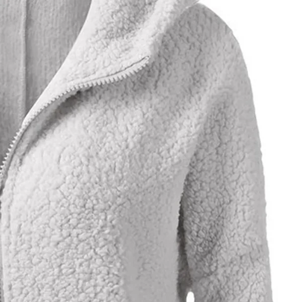 Over Size Women'S Fashion Solid Color Sweatshirt Loose Hooded Plush Zip Up Jacket Top New Fashion Simple Versatile Women 2024 - Image 3
