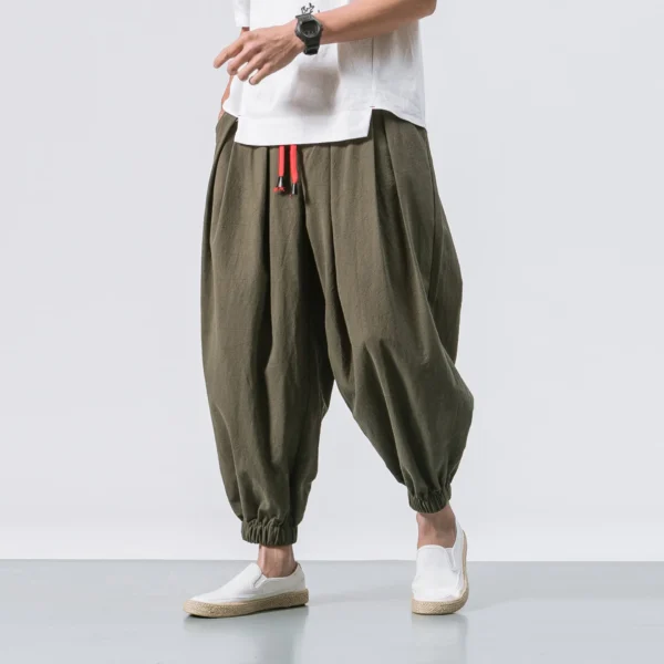 FGKKS Spring Men Loose Harem Pants Chinese Linen Overweight Sweatpants High Quality Casual Brand Oversize Trousers Male - Image 4