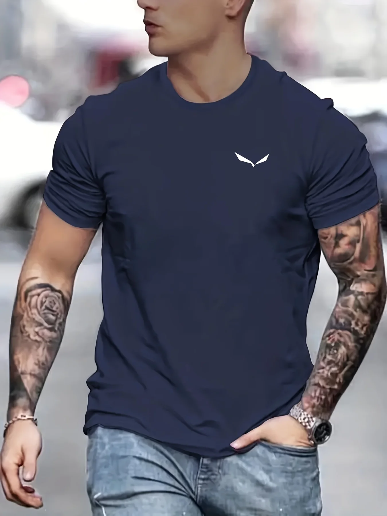 Men's Summer Loose Size 100% Cotton Bird Print Slim Fit Casual Round Neck Short Sleeve T-shirt Top - Image 6