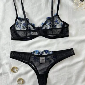 Erotic Embroidery Lace Babydoll Sensual Lingerie Lace 2024 Bra Set For Women Underwear Intimate Sexi Costumes Bra And Panty Set