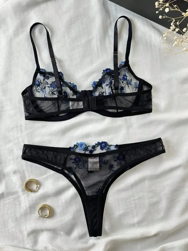 Erotic Embroidery Lace Babydoll Sensual Lingerie Lace 2024 Bra Set For Women Underwear Intimate Sexi Costumes Bra And Panty Set - Image 2