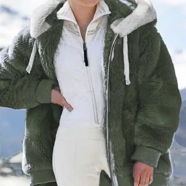 New Style Autumn And Winter Loose Plush Zipper Hooded Jacket Woman - Image 2