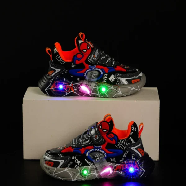 Disney LED Casual Sneakers Red Black For Spring Boys Spiderman Outdoor Shoes Children Lighted Non-slip Shoes Size 21-30 - Image 4