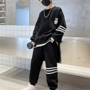 Autumn Children Boy Clothes Set Stripe Sweatshirts and Pants 2PCS Suit Teenage Girls Pullover Top Bottom Outfits Tracksuits