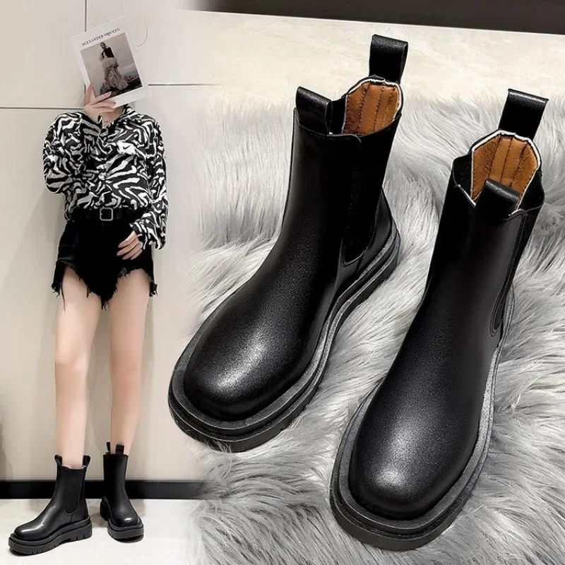 2024 New Thicken Winter Knight Boots Women Knee High Long Square Heel Boots Retro Thick Motorcycle Boots Black White Botas Mujer - Image 4