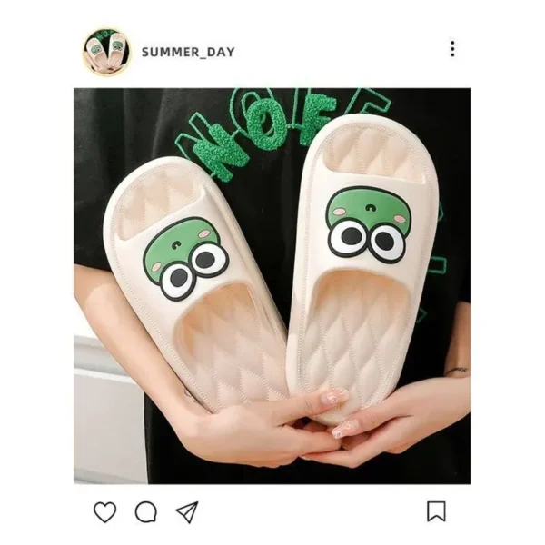 Summer Beach Slides Bathroom Anti Slip Slipper Non-Slip Home Flip Flops Cartoon Frog Soft Sandals - Image 2