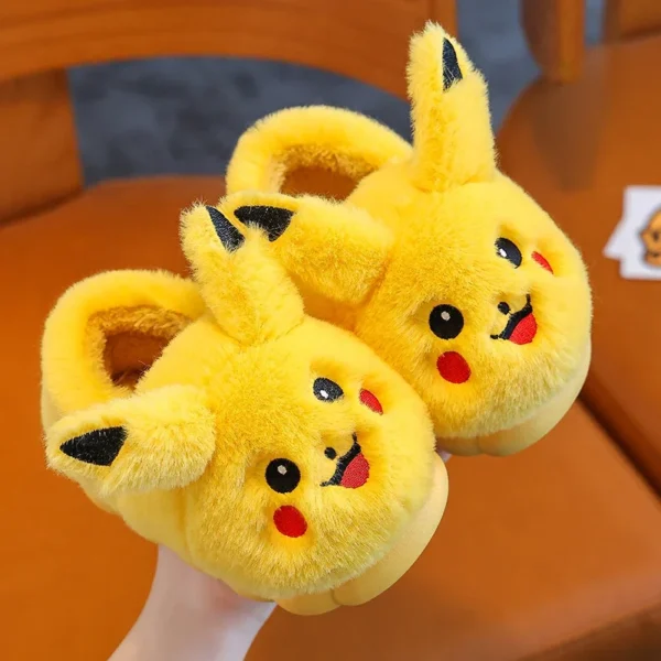 Cover Heel Children's Cute Cartoon Flat Plush Slippers Soft Sole Non-slip Winter Warm Baby Boys Girls Indoor Home Cotton Shoes