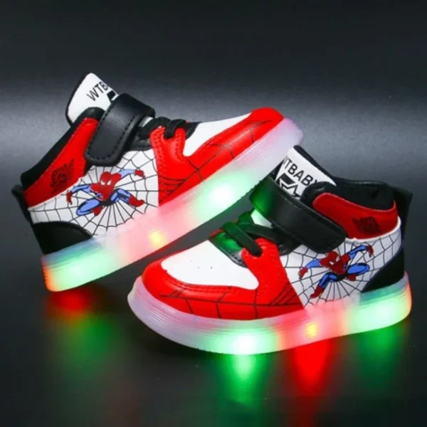 Disney Children's Led Light Shoes Fashion Design Spiderman Boys Sneakers Girls Cartoon Casual Shoes Breathable Kids Sport Shoes - Image 2