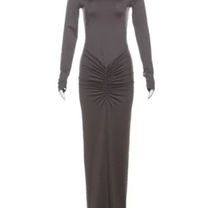 Tossy Pleated Fashion Patchwork Long Dress Women's High Waist Long Sleeve Solid Slim Party Dress Summer 2024 Female Maxi Dress