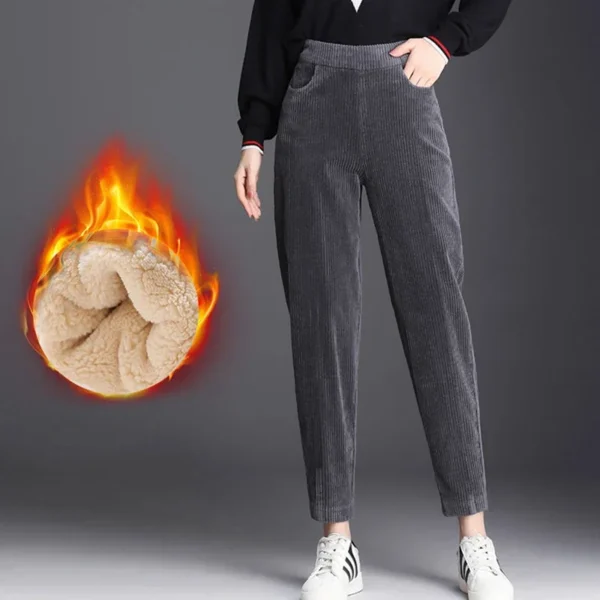 Plush Thick Casual Pants Women Corduroy Warm Pants Autumn Winter Leggings High Waist Harem Pants Trousers Women Брюкиженские - Image 4