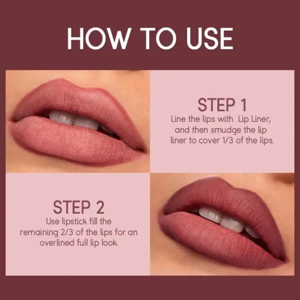 2 In 1 Lipstick Set Lip Liner Pencil Make-up for women Waterproof Long lasting Cosmetic Korean makeup Matte Lip Gloss Tint Stain - Image 5