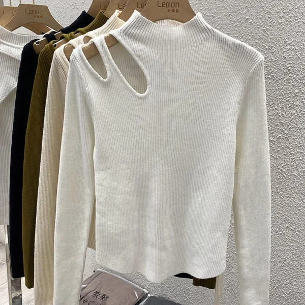 Turtleneck Knitted Women Sweater Ribbed Pullovers Autumn Winter Basic Women Sweaters Fit Soft Warm Tops - Image 6