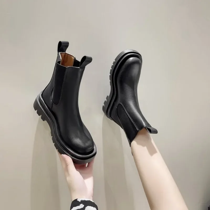 2024 New Thicken Winter Knight Boots Women Knee High Long Square Heel Boots Retro Thick Motorcycle Boots Black White Botas Mujer - Image 5