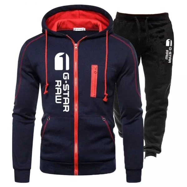 Fashion Print Tracksuit for Man Zipper Hooded Sweatshirt and Sweatpants Two Pieces Suits Male Casual Fitness Jogging Sports Sets - Image 4