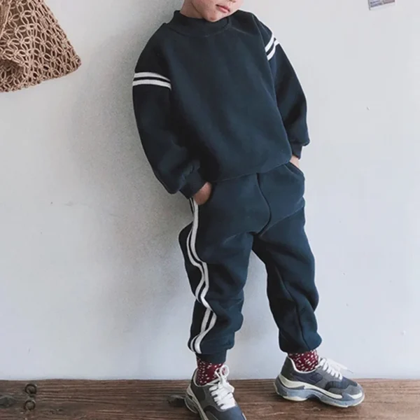 Korean Style Winter Kids Suit New Arrival Boys Girls Casual Plaid Sweatshirt Pants 2-piece Set Fashionable Children's Outerwear