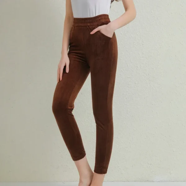 Plush Thick Casual Pants Women Corduroy Warm Pants Autumn Winter Leggings High Waist Harem Pants Trousers Women Брюкиженские - Image 6