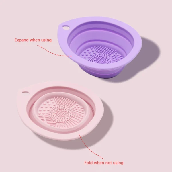 Silicone Makeup Brush Cleaner Folding Powder Puff Cleaning Bowl Eyeshadow Brushes Washing Soft Mat Beauty Tools Scrubber Box - Image 3