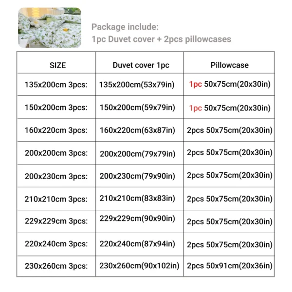2/3pcs Set Green Flower Print Duvet Cover with Pillow Case Nordic Comforter Bedding Set Quilt Cover Queen/King Double Bed - Image 3