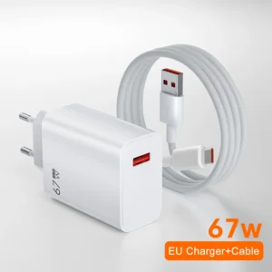 67W USB Super Fast Gallium nitride Charger Power Adapter 6A Type-C Cable Quick Charge Applicable For Xiaomi Samsung Huawei New