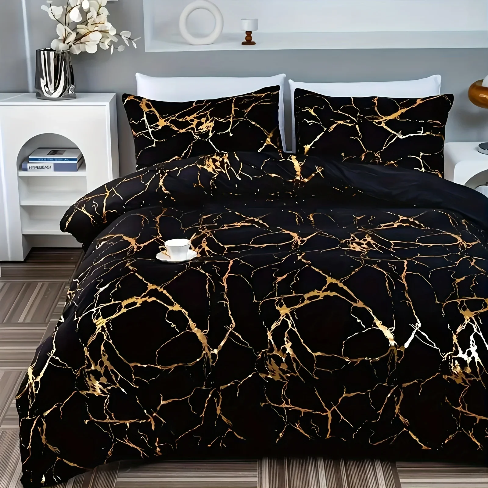 2/3pcs Bronzing Marble Print Down Comforter Set, Thickened Warm Quilt Core,Soft And Comfortable, Hotel Home Bedding - Image 5