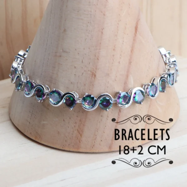 925 Sterling Silver Jewelry Sets Bridal Women Natural Magic Rainbow Zircon Earrings Ring Bracelets Pendant Wedding Necklace Set - Image 3