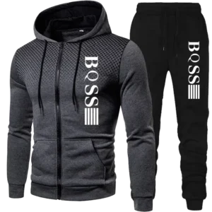 2024 New Men's Clothing Sweatshirt Suit Fall Winter Zipper Suit Hooded Sweater Pants Men's Tracksuit Cardigan Two Piece Set