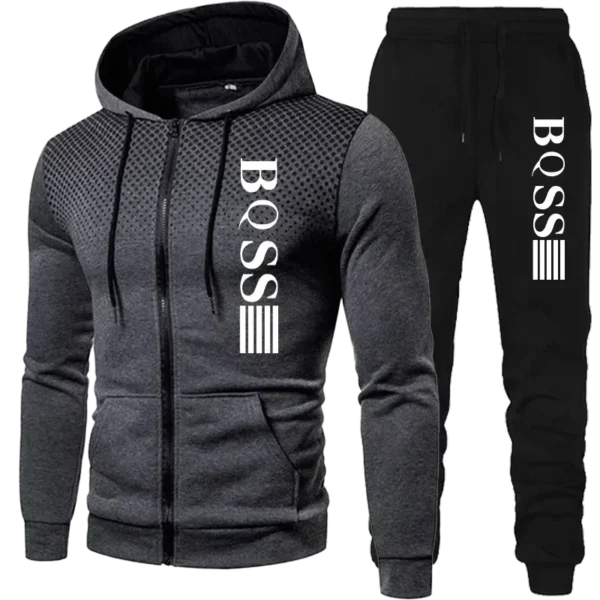 2024 New Men's Clothing Sweatshirt Suit Fall Winter Zipper Suit Hooded Sweater Pants Men's Tracksuit Cardigan Two Piece Set - Image 2
