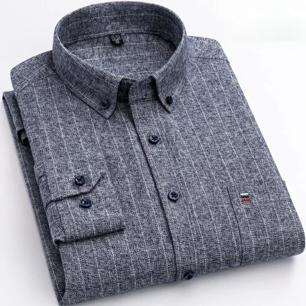 Pure Cotton Men's Plaid Shirt Long Sleeve Regular Fit Men Casual Oversized Shirt Leisure Autumn Male Blouse New Plus Size - Image 3