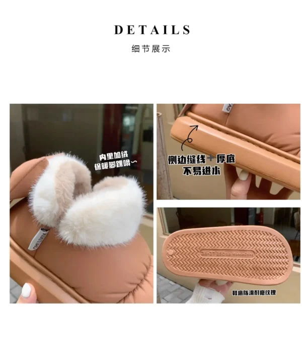 Cute Warm Ankle Boots Winter Women's Bow Warmth Plush Bow Cotton Shoes 2024 New Waterproof Down Cloth Short Barrel Snow Boots - Image 5