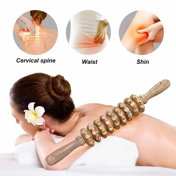 Wooden Therapy Massager Roller Trigger Point Massager Stick for Fascia Cellulite Muscle & Abdomen Body, Muscle Belly Relief Tool - Image 2