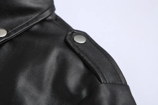 Men PU Leather Jacket Motorcycle Fashion Slim Fit Leather Coat - Image 3