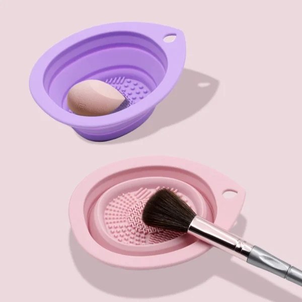 Silicone Makeup Brush Cleaner Folding Powder Puff Cleaning Bowl Eyeshadow Brushes Washing Soft Mat Beauty Tools Scrubber Box - Image 2