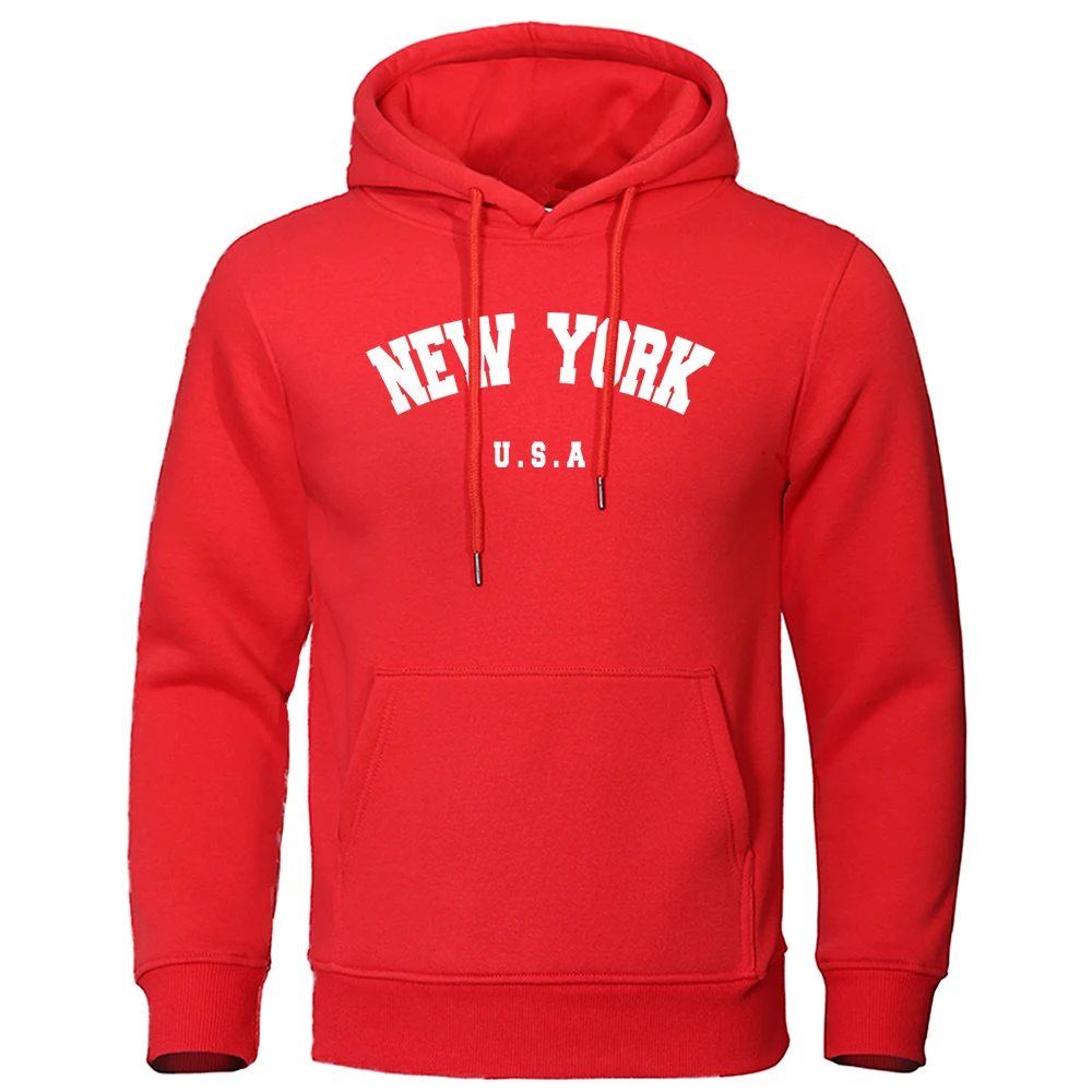 NEW YORK Letter U.S.A City Print Hoody Men Fashion Casual Long Sleeves Hooded Loose Oversize Pullover Hoodie Street Sweatshirt - Image 3