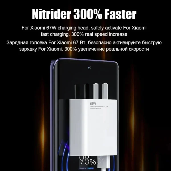 67W USB Super Fast Gallium nitride Charger Power Adapter 6A Type-C Cable Quick Charge Applicable For Xiaomi Samsung Huawei New - Image 4