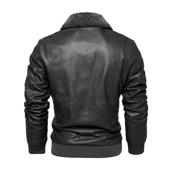 Men's Leather Jacket Fashion High-Quality Detachable Fur Collar Autumn And Winter Thick Coat Original Embroidered Men Clothing