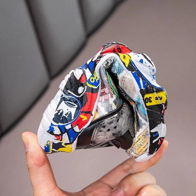 Size 26-36 Children Sports Sneakers for Girls Kid Cartoon Graffiti Pattern Casual Shoes Boys Basketball Shoe chaussures de sport - Image 5