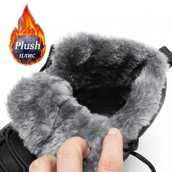 2024 Mens Sneakers Cotton Shoes Winter Plush Trekking Shoe TPR Shoes Non-slip Ankle Boots Waterproof Leather Warm Snow Boots Men - Image 5