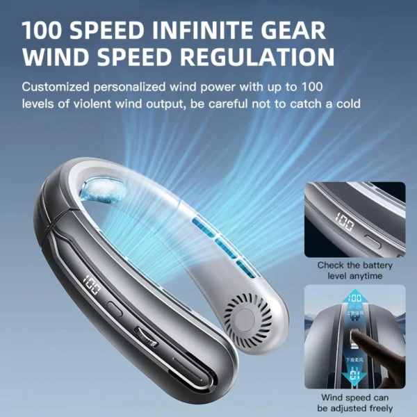 Xiaomi Hanging Neck Fan Portable Bladeless Mini USB Rechargeable Mute LED Digital Display Electric Fan Summer Air Cooler - Image 2