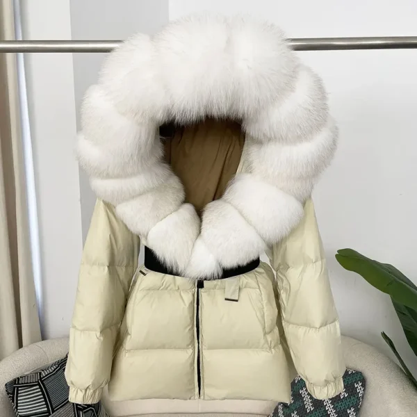 OFTBUY 2024 Winter Puffer Jacket Women Real Fox Fur Hooded Thick Warm White Duck Down Coat Female Parkas Waterproof Fur Jacket - Image 5