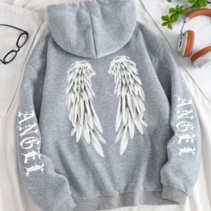 Beautiful Angel Wings Printed Hoodies Women Warm Comfortable Casual Hoodie Fashion Classic Hoody Loose Original Basic Clothes