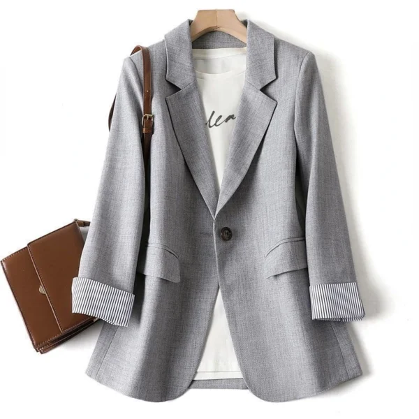 2023 Fashion Business Solid Blazer Women's Work Office Women's Long Sleeve Spring Casual Blazer New Women's Coat Jacket Korean - Image 3