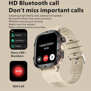 Rugged Military GPS Smart Watch Men AMOLED 1.96"HD Health Monitor Bluetooth Call Waterproof Outdoor Sports SmartWatch