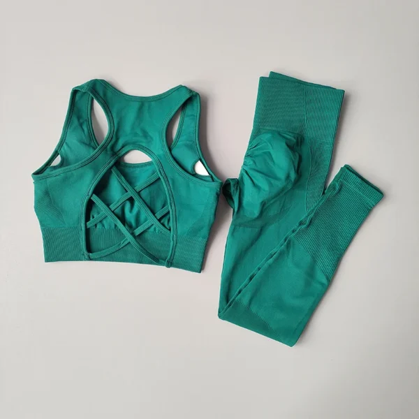 Women's tracksuit Fitness Yoga Sets Sportswear Workout Sports Bra+High Waist Leggings Gym Clothing Seamless Sports Suits - Image 3