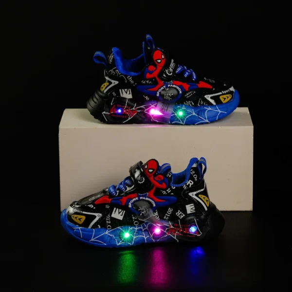Disney LED Casual Sneakers Red Black For Spring Boys Spiderman Outdoor Shoes Children Lighted Non-slip Shoes Size 21-30 - Image 3